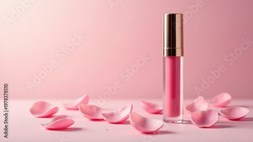 A bottle of pink liquid sitting on a table, ideal for use in product or lifestyle photography