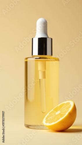 A close-up shot of a bottled drink with a slice of lemon, perfect for use in recipes or as a visual aid