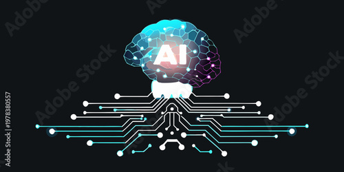 Artificial intelligence concept a brain shaped lightbulb with circuits