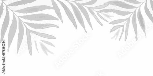 Elegant botanical illustration of tropical leaves in grayscale tones