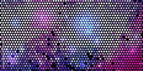 Portrait of a woman created from many small colorful led lights