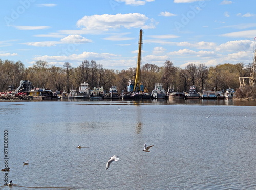 A spring day at the old pier in Moscow