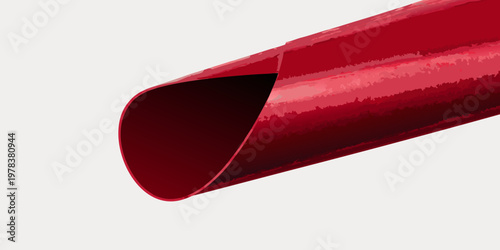 A glossy red cylindrical tunnel or pipe with a dark interior