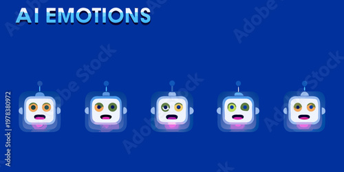 Ai emotions a sequence of robotic faces displaying different expressions