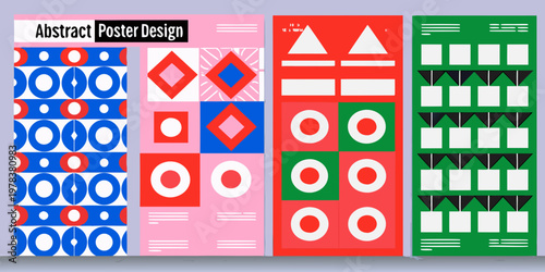 Colorful abstract poster design featuring geometric shapes and repeating patterns