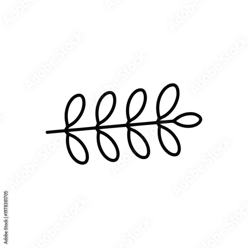 Leaf branch featuring a repetitive loop pattern acts as a stylized graphic element for nature-themed illustrations and branding materials.