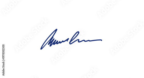 Handwritten Signature in Blue Ink on White Background