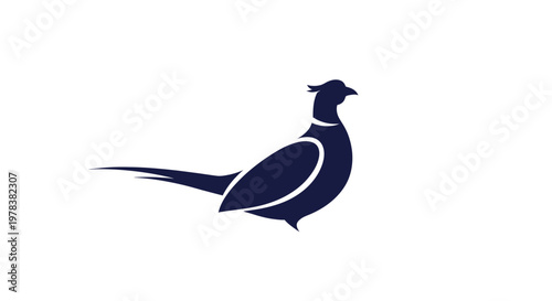 Elegant Pheasant Silhouette Icon, Minimalist Bird Vector Art