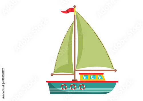 Classic Sailboat Yacht on Water for Marine Travel