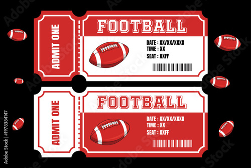 American Football Tickets, Red Admit One Tickets, Sports Event Tickets, Football Game Tickets