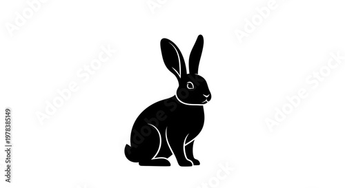 Black rabbit silhouette icon, animal symbol, vector illustration on white background