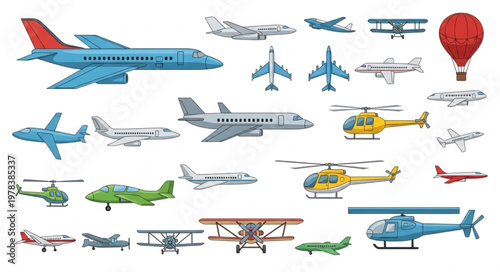Collection of various aircraft and flying vehicles.