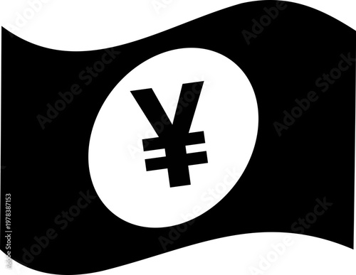 Black Japanese Yen and Chinese Yuan currency note icon representing Asian finance money savings investment wealth and monetary payment