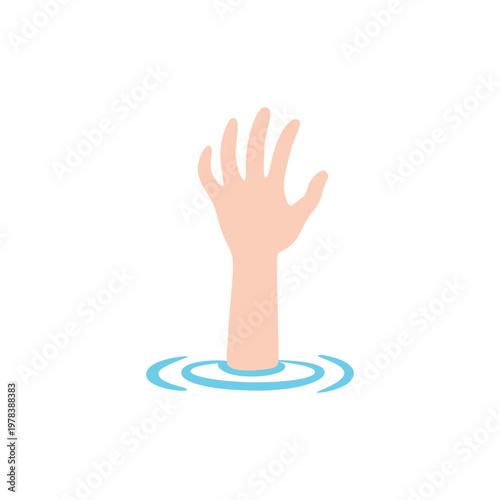 illustration of a man drowning and raising his hand for help out of the water