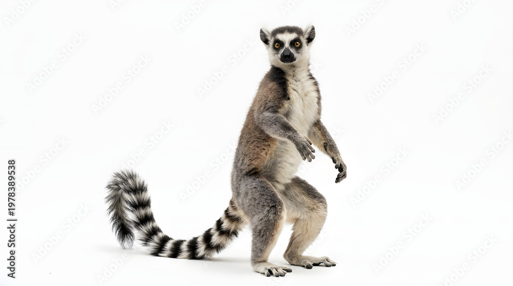 Fototapeta premium Curious lemur standing on its hind legs