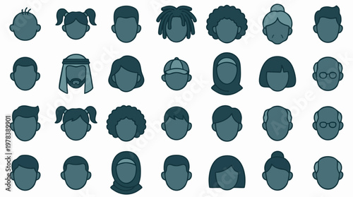Collection of diverse flat design human avatar icons