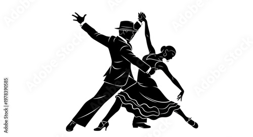 silhouette of a dancing couple dancing