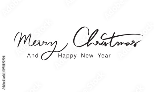Merry christmas and happy new year text font calligraphy hand written lettering script black color object icon merry christmas and happy new year xmas banner december month gift winter season santa 