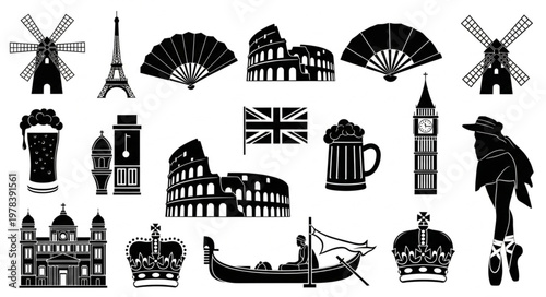 set of landmarks and monuments