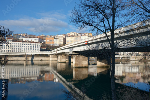 Bridge de-Lattre-de-Tassigny, Steel bridge over the Rhône River in Lyon, France