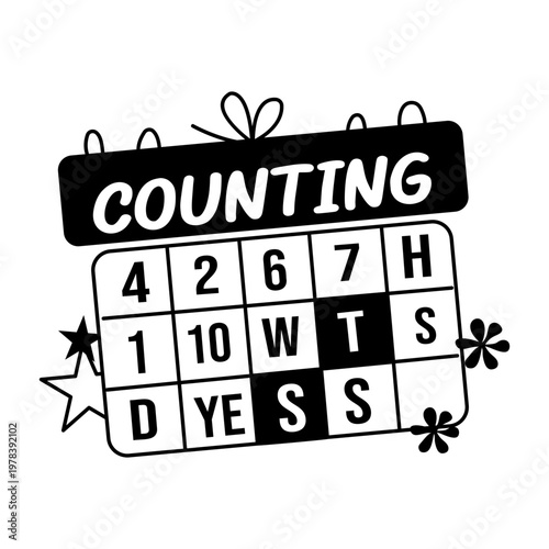 A glyph sticker of christmas calendar with counting text 

