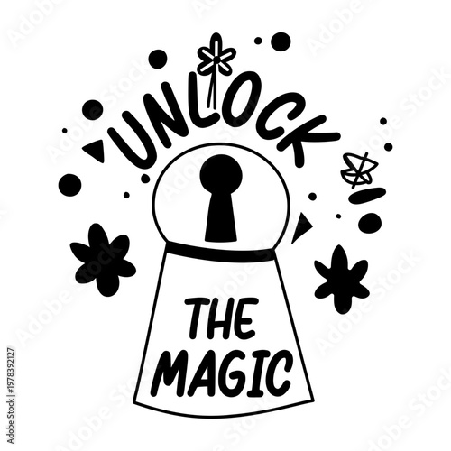 A glyph sticker of keyhole with unlock typography 

