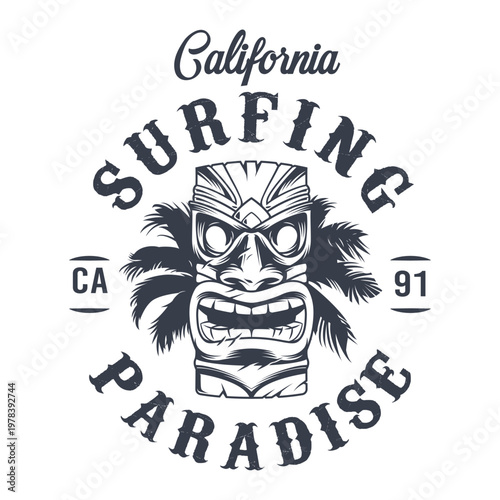 Cuadro en lienzo Surfing at California beach