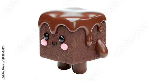 Cute Chocolate Brownie Character with Drips