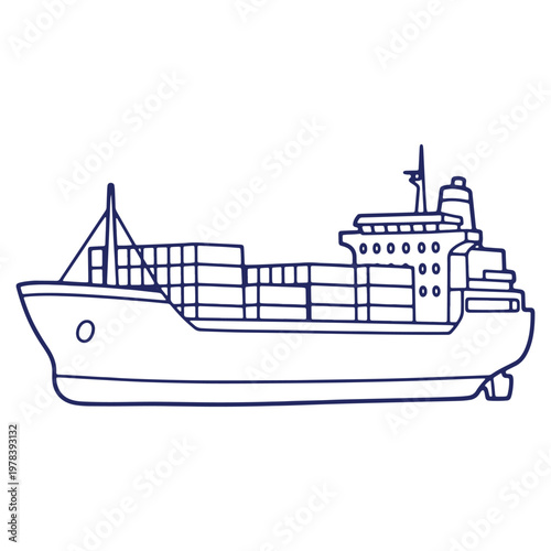 Container ship vector illustration with cargo containers stackable boxes for international trade and shipping worldwide logistic symbol for delivery service