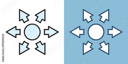 Scaling arrow icon in flat style. Expand size vector illustration on isolated background. Scale button sign business concept.