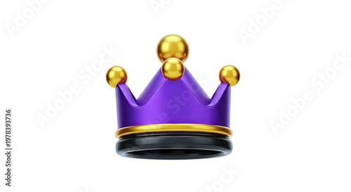 3D Purple and Gold Crown