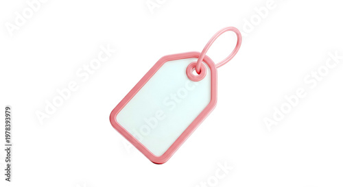 3D Rendered Pink Tag on White Background