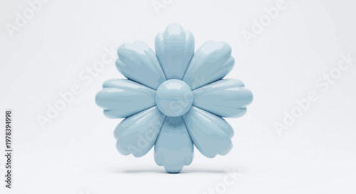 Elegant light blue flower with a gentle, smooth texture, a delightful 3D rendered bloom capturing a light and airy essence, ideal for charming graphic elements