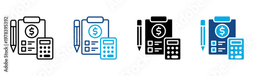 Budget Planning Icon Multiple Style Vector Illustration