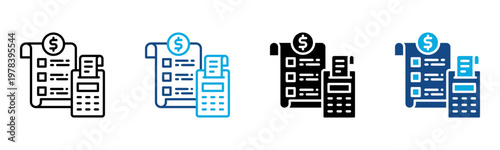 Expense Report Icon Multiple Style Vector Illustration