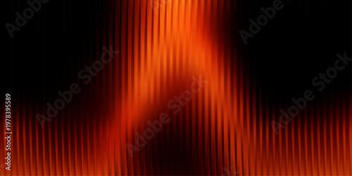 Black to fiery red gradient, riddle glass effect with flowing ripple and faint fractal highlights, vertical lines, glossy depth. Abstract vector illustration
