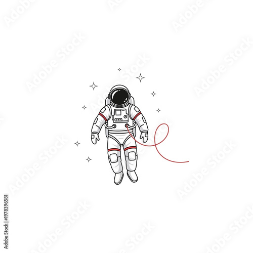 Astronaut in Space Suit Floating.