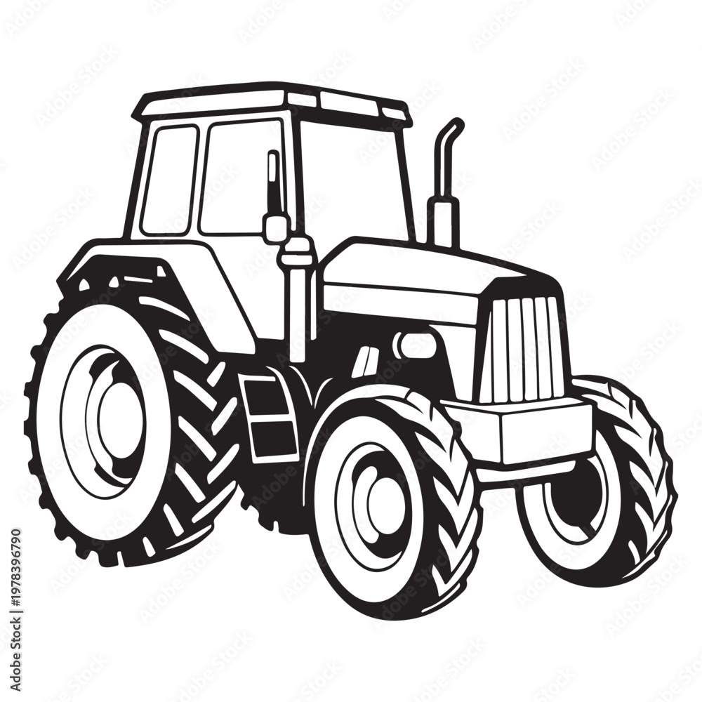 Obraz premium modern agricultural tractor with front loader vector illustration