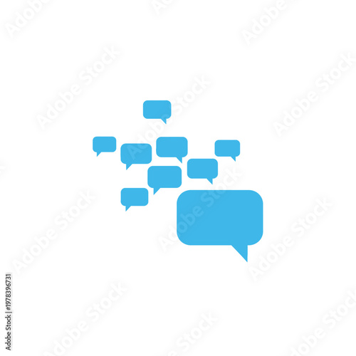 Blue speech bubbles in cluster.