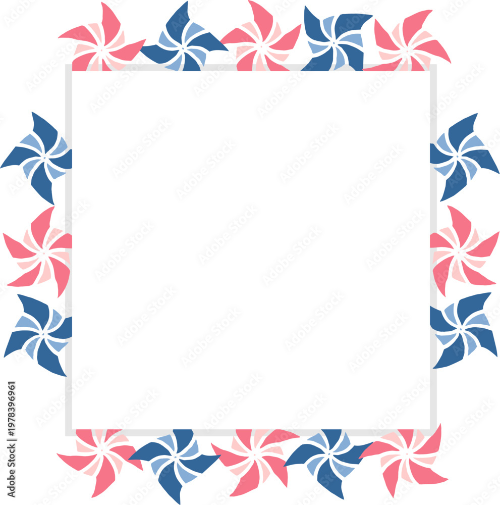 Obraz premium Square Origami Pinwheel Frame Decorative Border Vector
