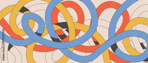 Retro background with abstract zigzags and lines, banner, cover