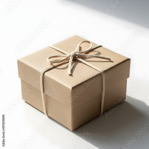 Square Cardboard Gift Box Tied With A Twine Bow On A White Surface d4d7a742b761ef3b61a4fcd39b1fc830dr