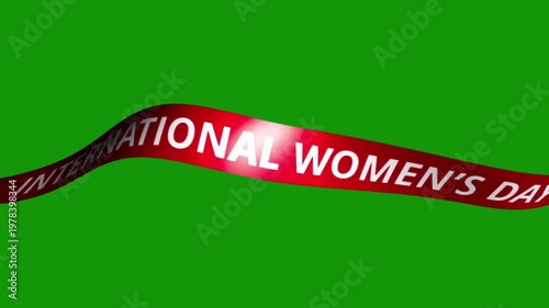Minimalist Illustration of International Womens Day Ribbon Banner Representing Equality Empowerment and Global Celebration