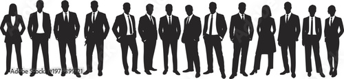 WebCorporate business team silhouettes standing together in unity, professional workforce group