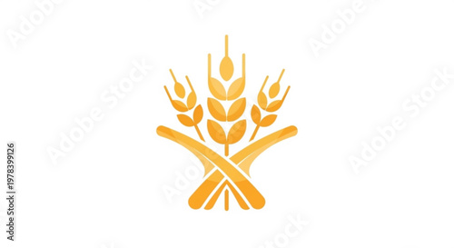Golden wheat stalks harvest symbol vector illustration