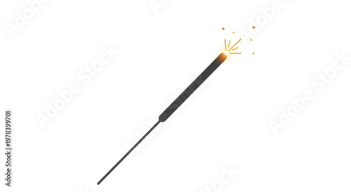 Burning sparkler icon with bright sparks for celebration events