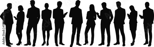 WebBusiness professionals silhouettes standing together networking communication teamwork corporate group illustration