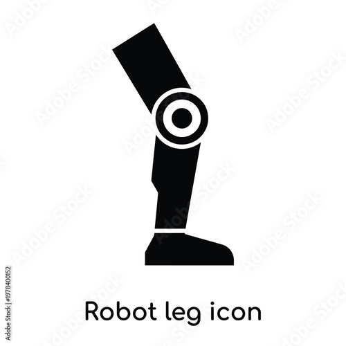 A black robot leg with a white circle on the knee Vector