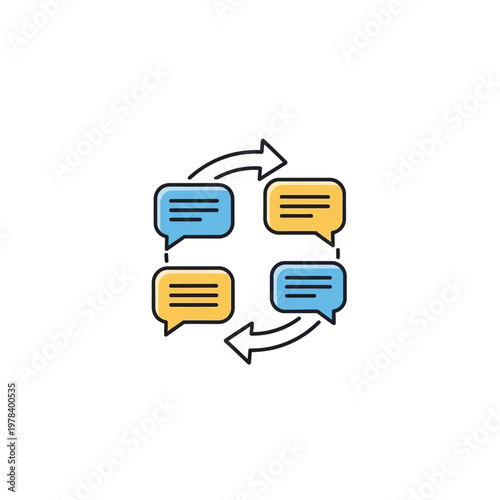 Colorful chat bubbles in circle.