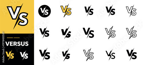 Versus logo letters VS icons collection vector illustration sports competition fight match battle typography symbol set isolated on white background